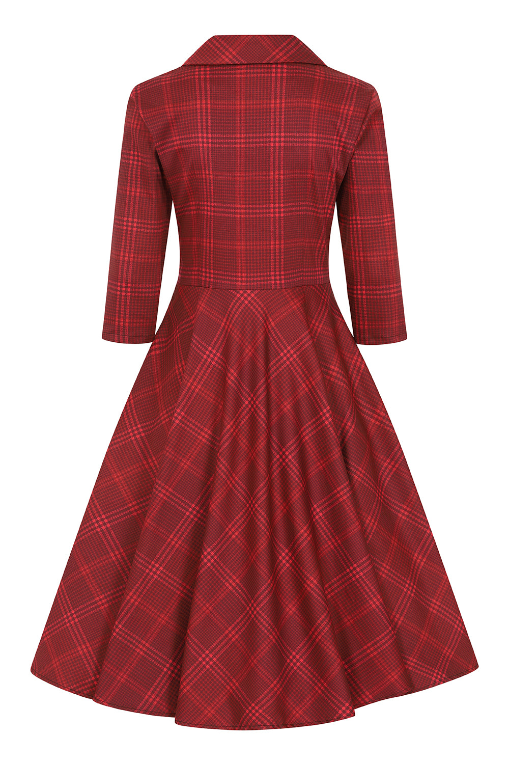 Vintage Tartan Winterkleid "Blake Check Swing Dress" - weinrot - Dotty&Dan